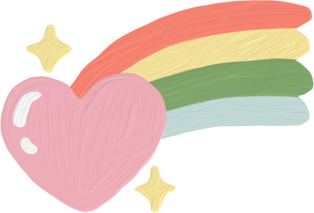 Handdrawn Painterly Cute Objects Rainbow Heart